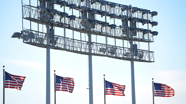 Dodger Stadium, USA flags