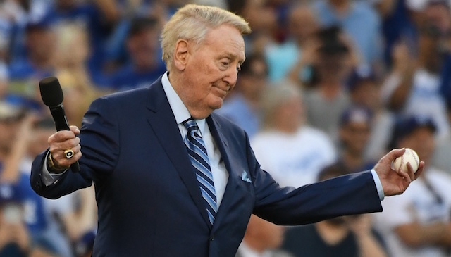 Retired Los Angeles Dodgers broadcaster Vin Scully