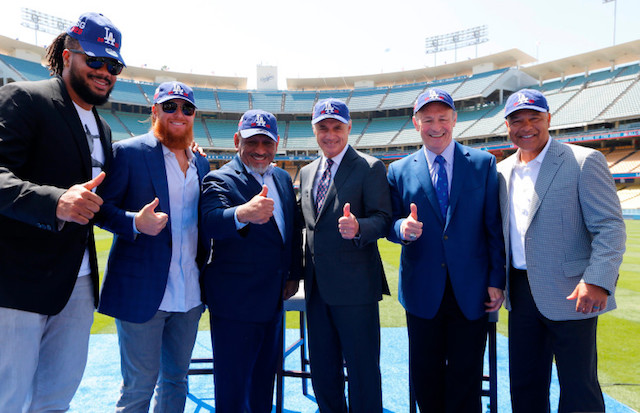 Kenley Jansen, Stan Kasten, Rob Manfred, Dave Roberts, Justin Turner, 2020 MLB All-Star Game