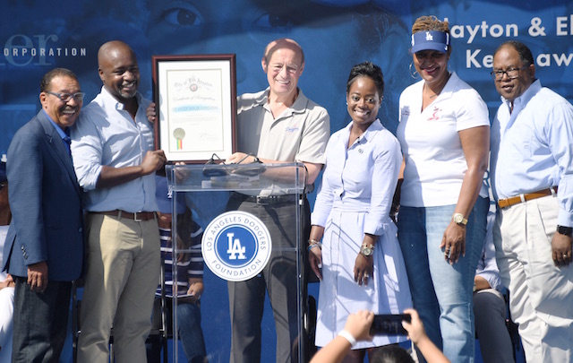 Stan Kasten, Nichol Whiteman, Los Angeles Dodgers Foundation 50th Dreamfield