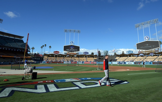 Freddie Freeman, Dodger Stadium view, 2018 NLDS