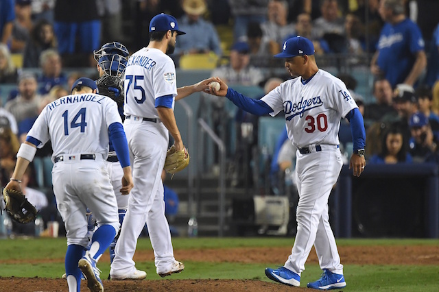 Scott Alexander, Kiké Hernandez, Dave Roberts, pitching change, 2018 World Series