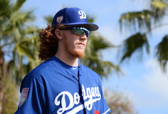 Los Angeles Dodgers pitcher Dustin May during Spring Training at Camelback Ranch