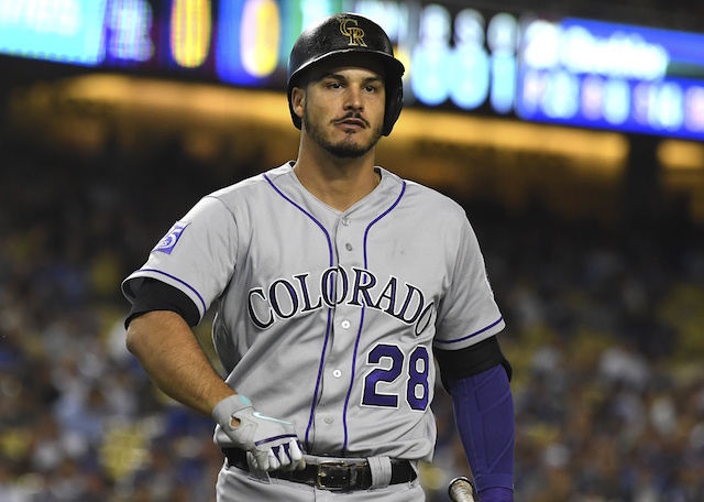 Colorado Rockies third baseman Nolan Arenado during a game at Dodger Stadium