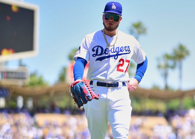 Los Angeles Dodgers outfielder Alex Verdugo during a game at Dodger Stadium