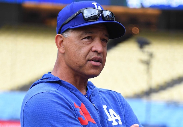 LosAngeles Dodgers manager Dave Roberts during batting practice at Dodger Stadium