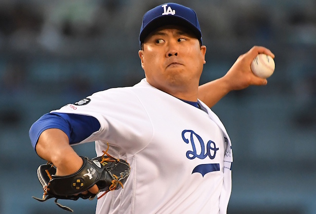 Los Angeles Dodgers starting pitcher Hyun-Jin Ryu against the New York Mets