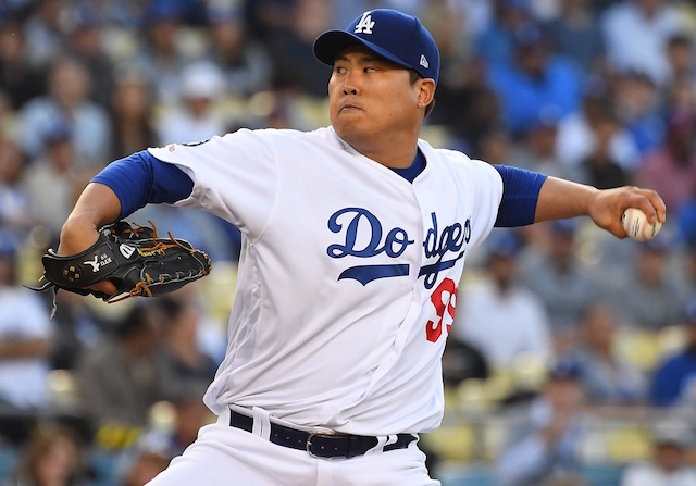 Los Angeles Dodgers starting pitcher Hyun-Jin Ryu against the New York Mets