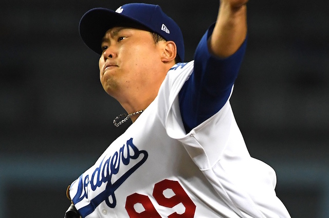 Los Angeles Dodgers starting pitcher Hyun-Jin Ryu against the New York Mets