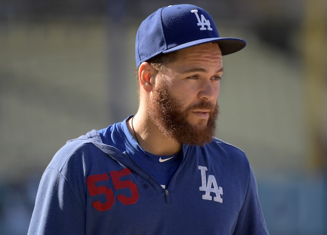 Los Angeles Dodgers catcher Russell Martin during batting practice at Dodger Stadium