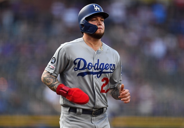 Los Angeles Dodgers outfielder Alex Verdugo runs toward home plate at Coors Field