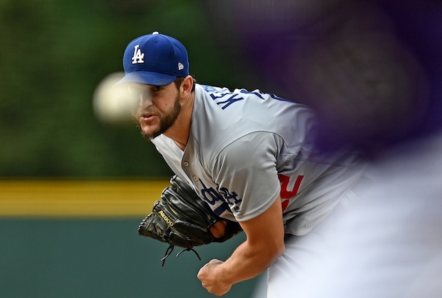 Los Angeles Dodgers starting pitcher Clayton Kershaw against the Colorado Rockies