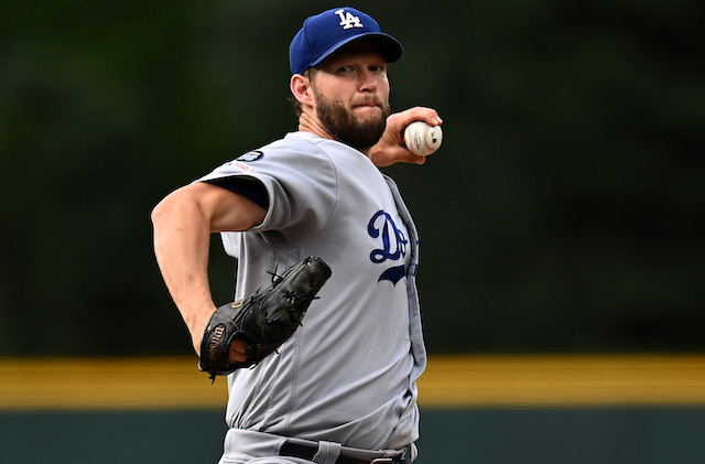 Los Angeles Dodgers starting pitcher Clayton Kershaw against the Colorado Rockies