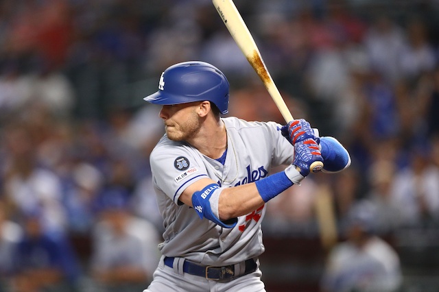 Los Angeles Dodgers right fielder Cody Bellinger at bat against the Arizona Diamondbacks