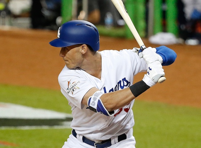 Los Angeles Dodgers outfielder Cody Bellinger at bat during the 2017 MLB All-Star Game at Marlins Park