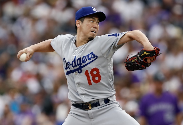 Los Angeles Dodgers starting pitcher Kenta Maeda against the Colorado Rockies