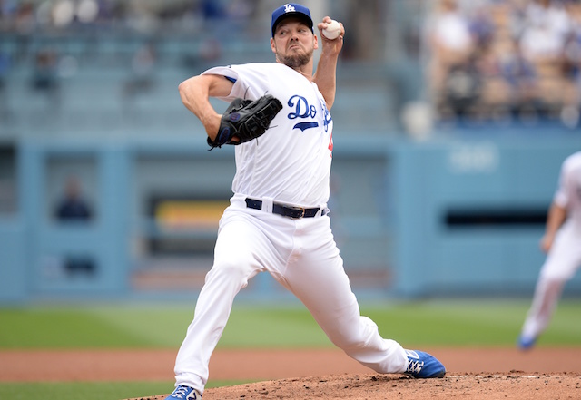 Los Angeles Dodgers starting pitcher Rich Hill against the Philadelphia Phillies