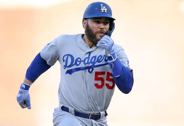 Los Angeles Dodgers catcher Russell Martin runs the bases