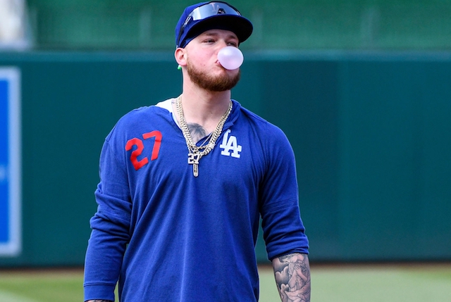 Los Angeles Dodgers outfielder Alex Verdugo during batting practice at Nationals Park