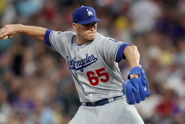 Los Angeles Dodgers relief pitcher Casey Sadler against the Colorado Rockies