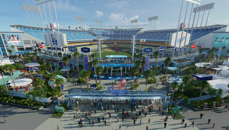 Dodger Stadium renovation rendering, center field plaza entrance