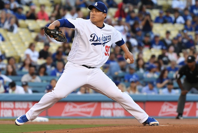 Los Angeles Dodgers starting pitcher Hyun-Jin Ryu against the Miami Marlins