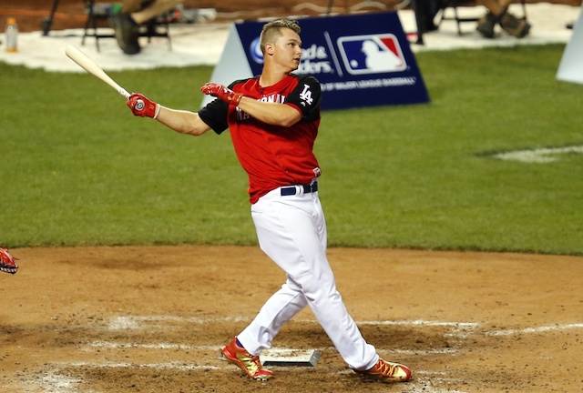 Los Angeles Dodgers outfielder Joc Pederson in the 2015 Home Run Derby at Great American Ball Park in Cincinnati