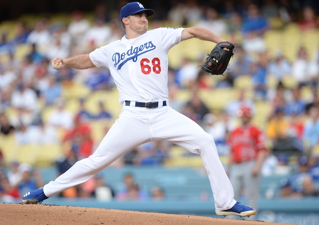 Los Angeles Dodgers pitcher Ross Stripling against the Los Angeles Angels of Anaheim