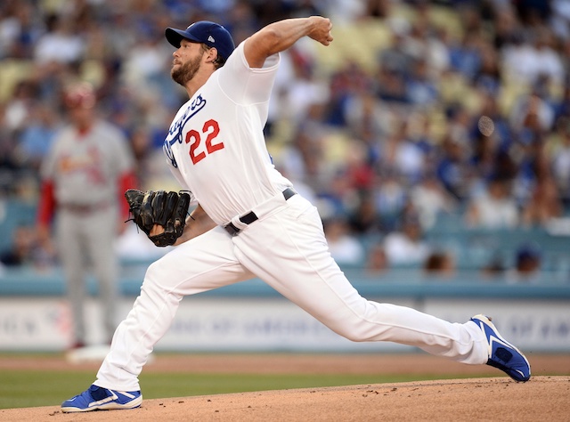 Los Angeles Dodgers starting pitcher Clayton Kershaw against the St. Louis Cardinals