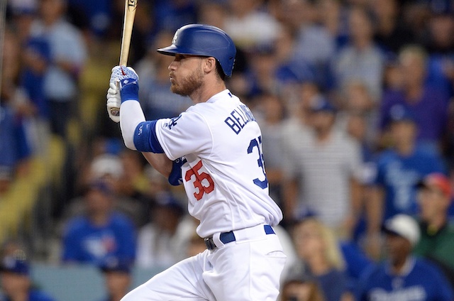 Los Angeles Dodgers All-Star Cody Bellinger hits a double