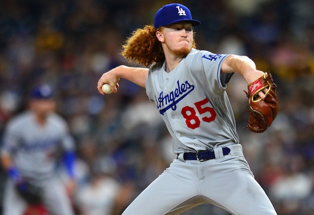 Los Angeles Dodgers pitcher Dustin May against the San Diego Padres