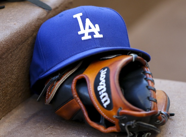 Los Angeles Dodgers cap with a glove