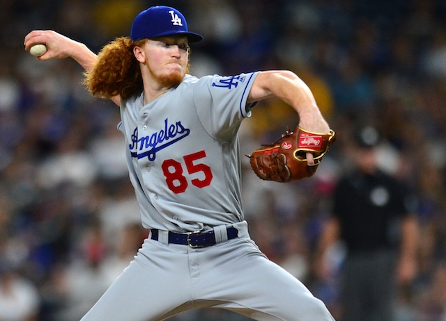 Los Angeles Dodgers pitcher Dustin May against the San Diego Padres