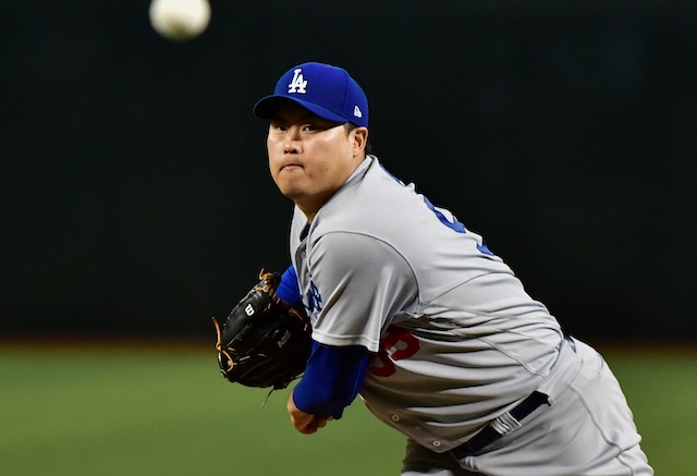 Los Angeles Dodgers pitcher Hyun-Jin Ryu against the Arizona Diamondbacks