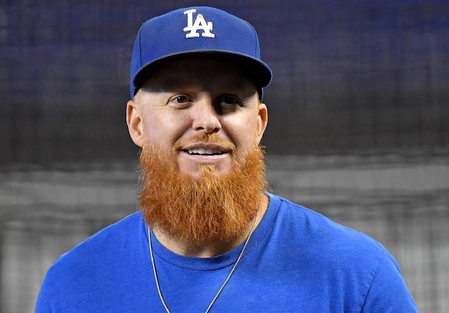 Los Angeles Dodgers third baseman Justin Turner during batting practice at Marlins Park