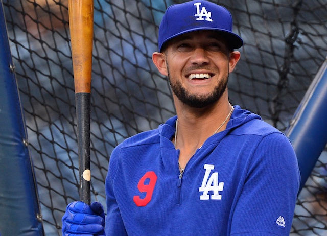 Los Angeles Dodgers utility player Kristopher Negrón during batting practice at Petco Park