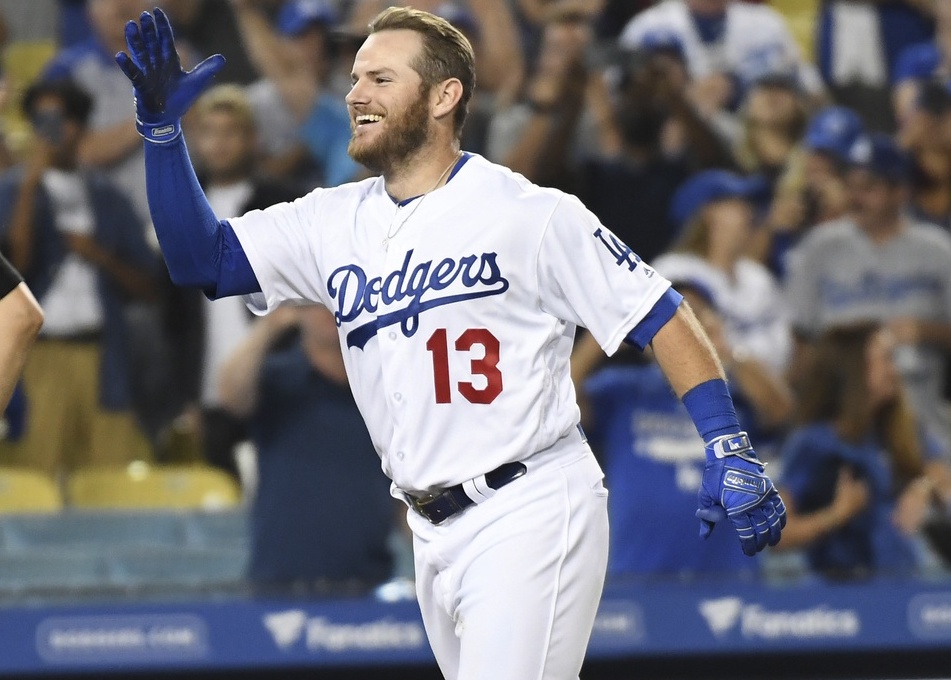 Los Angeles Dodgers infielder Max Muncy celebrates after hitting a walk-off home run