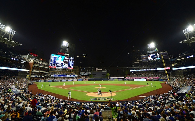 General view of Petco Park during a game between the Los Angeles Dodgers and San Diego Padres