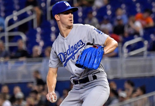 Los Angeles Dodgers pitcher Walker Buehler in a start against the Miami marlins