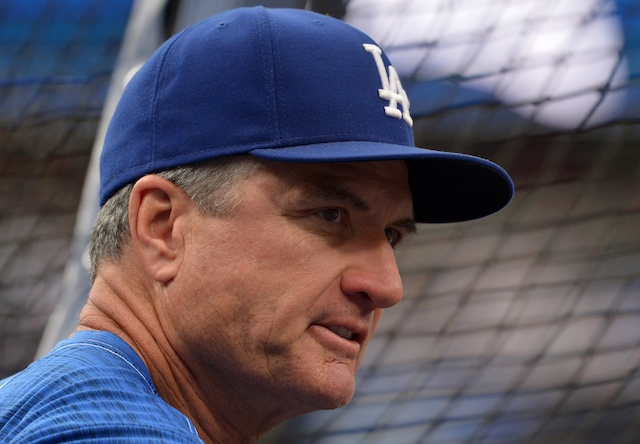 Los Angeles Dodgers bench coach Bob Geren during batting practice at Petco Park