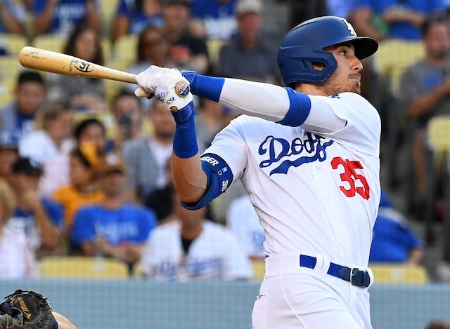 Los Angeles Dodgers All-Star Cody Bellinger hits a double