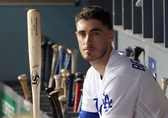 Los Angeles Dodgers All-Star Cody Bellinger in the dugout at Dodger Stadium