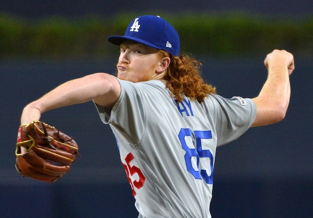 Los Angeles Dodgers pitcher Dustin May against the San Diego Padres