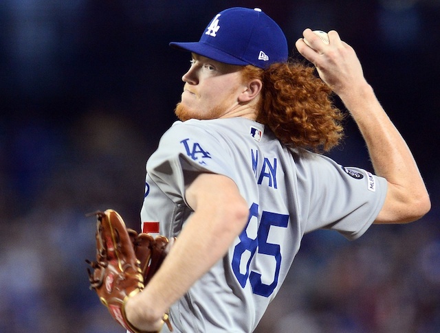 Los Angeles Dodgers pitcher Dustin May against the Arizona Diamondbacks