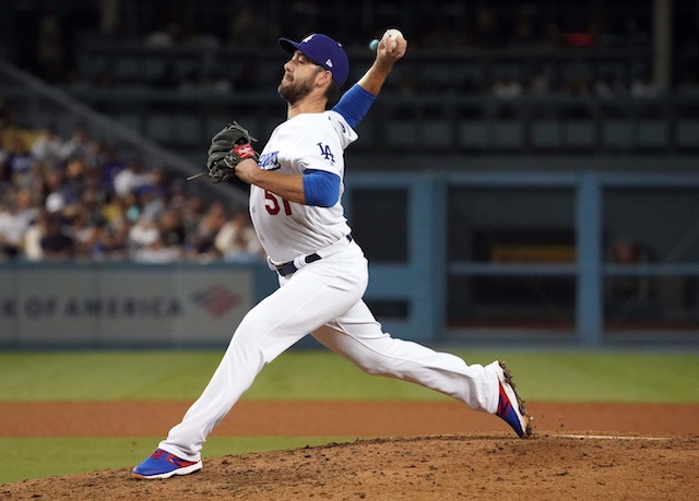 Los Angeles Dodgers relief pitcher Dylan Floro against the San Francisco Giants