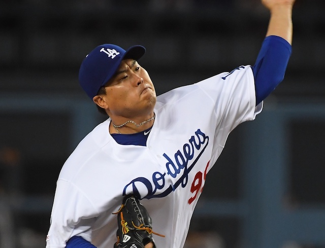 Los Angeles Dodgers pitcher Hyun-Jin Ryu against the Colorado Rockies