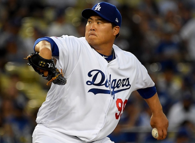 Los Angeles Dodgers pitcher Hyun-Jin Ryu against the Colorado Rockies