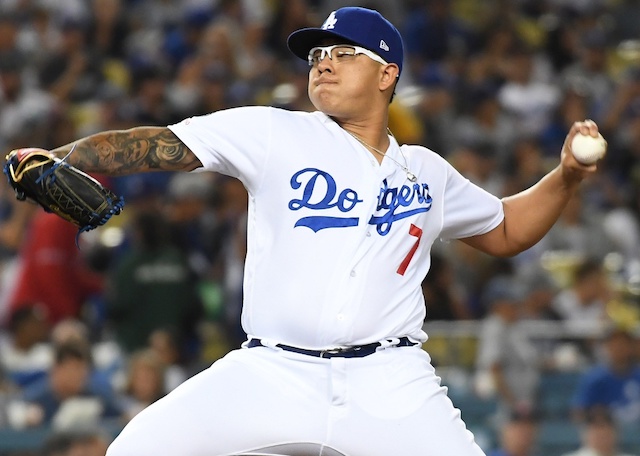 Los Angeles Dodgers pitcher Julio Urias against the Tampa Bay Rays