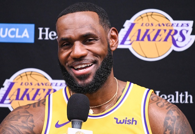 LeBron James during 2019 Los Angeles Lakers Media Day