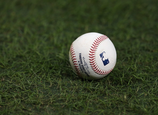 General view of a Major League baseball before Game 1 of the 2019 World Series